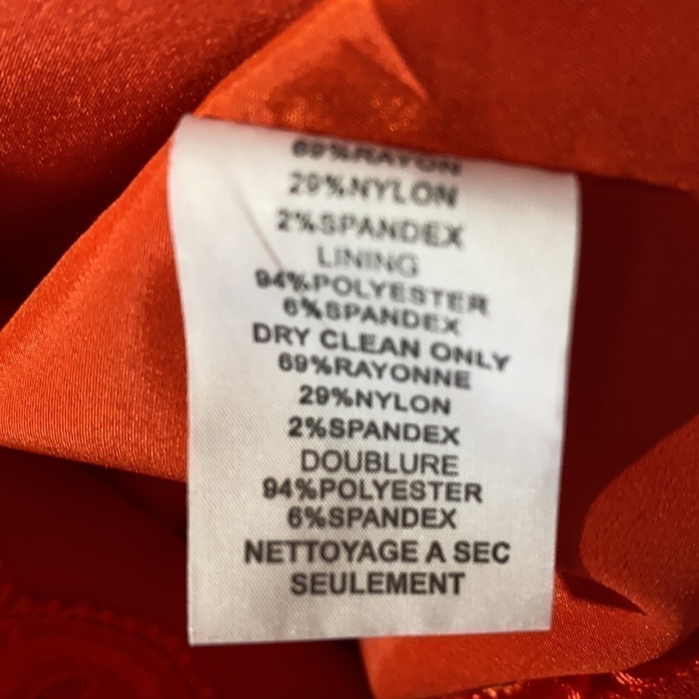 Trina Turk Orange Ruffle Shoulder Sheath Dress Size 2 - Picture 9 of 13